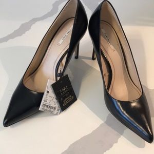 Zara black basic leather heels